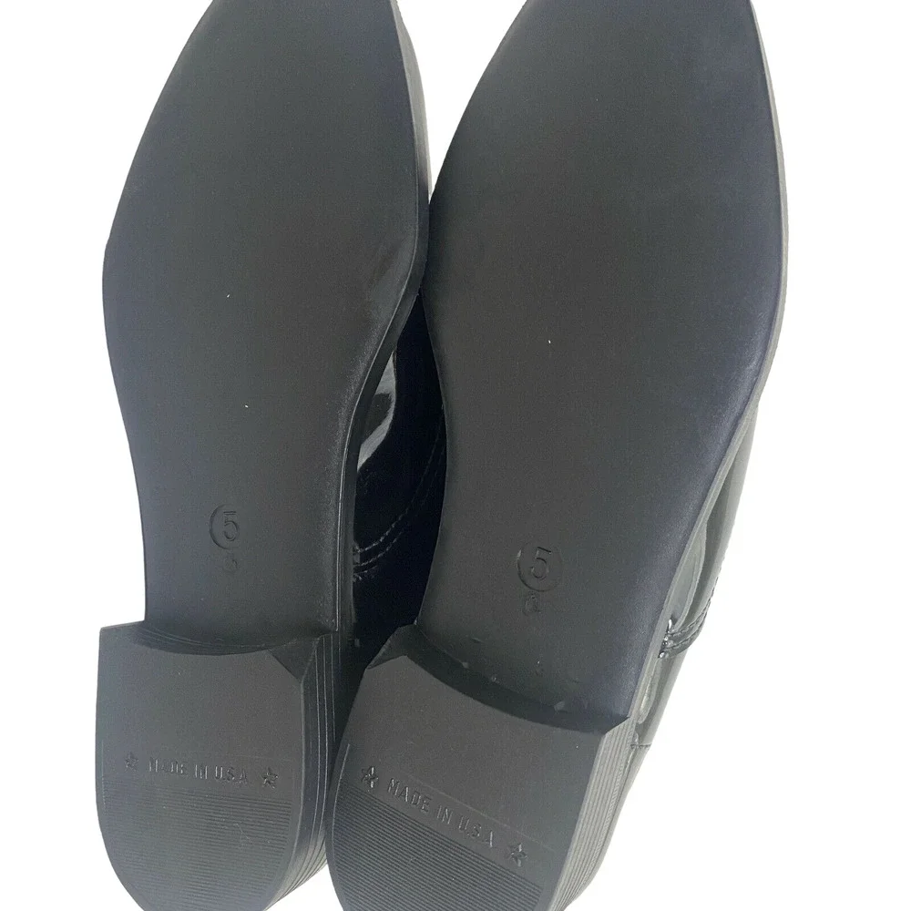American Apparel Womens Black Patent Leather Lace‎ Up Classic Oxford Tap Shoes 5